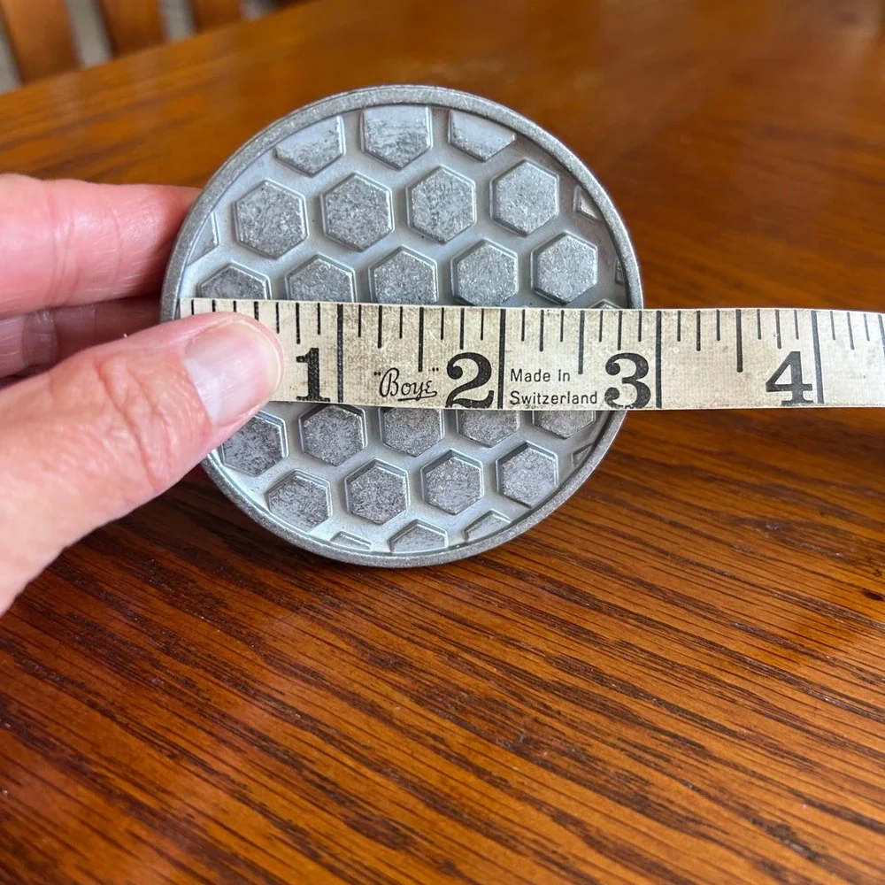 Nordic Ware Honeycomb Cookie Stamp Cast Aluminum Wood Handle Made in USA 3 Inch